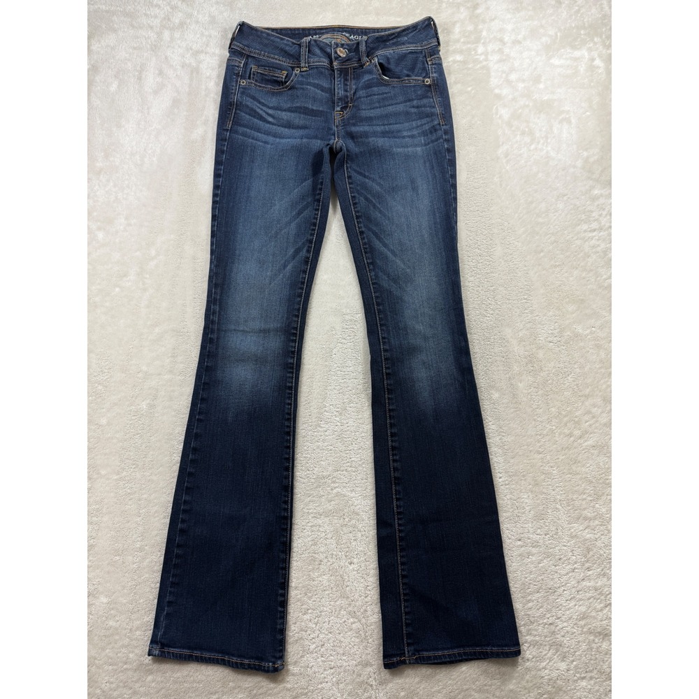 American Eagle Womens Kick Boot Dark Wash Denim Blue Jeans 4 Meas: 28x33